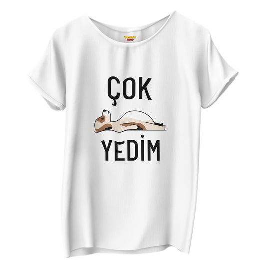 Çok Yedim - TontikShop Köpek ve Kedi Sahipleri için Tişört Serisi - Komik Kedi Köpek Tişörtleri