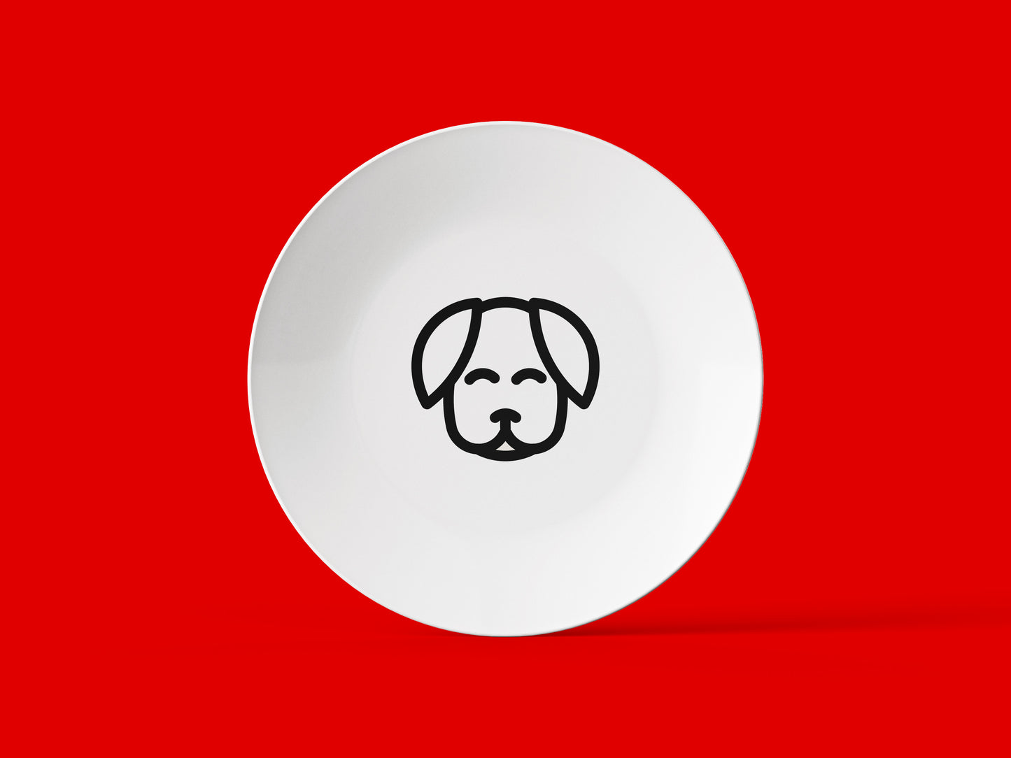 El Yapımı Köpek Yüzlü Yemek Tabağı, Porselen Sevimli Köpek Yemek Tabağı (1 adet)