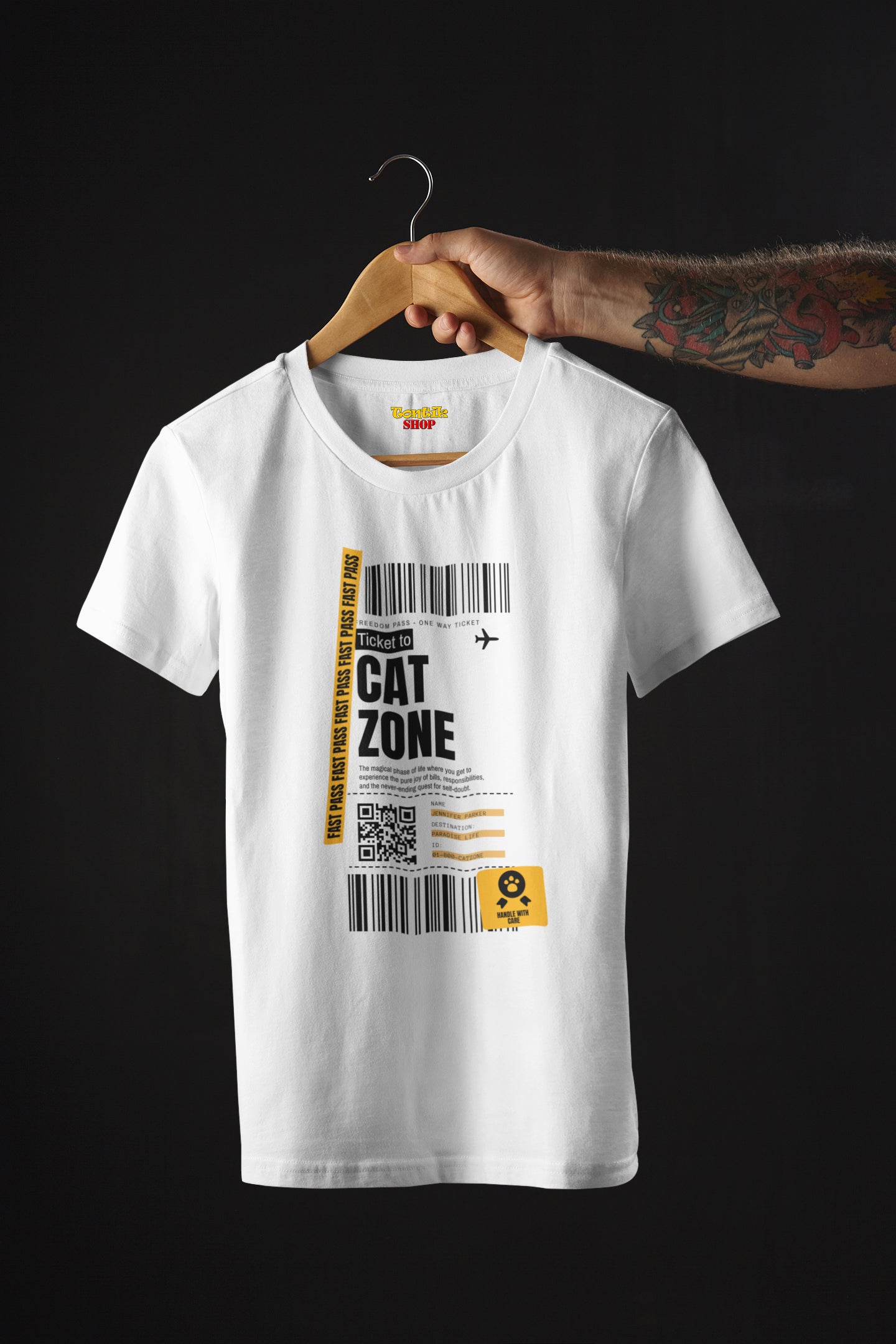 Kişiselleştirilebilir Kediler Diyarına Bilet T-Shirt - TontikShop Köpek ve Kedi Sahipleri için Tişört Serisi - Komik Kedi Köpek Tişörtleri