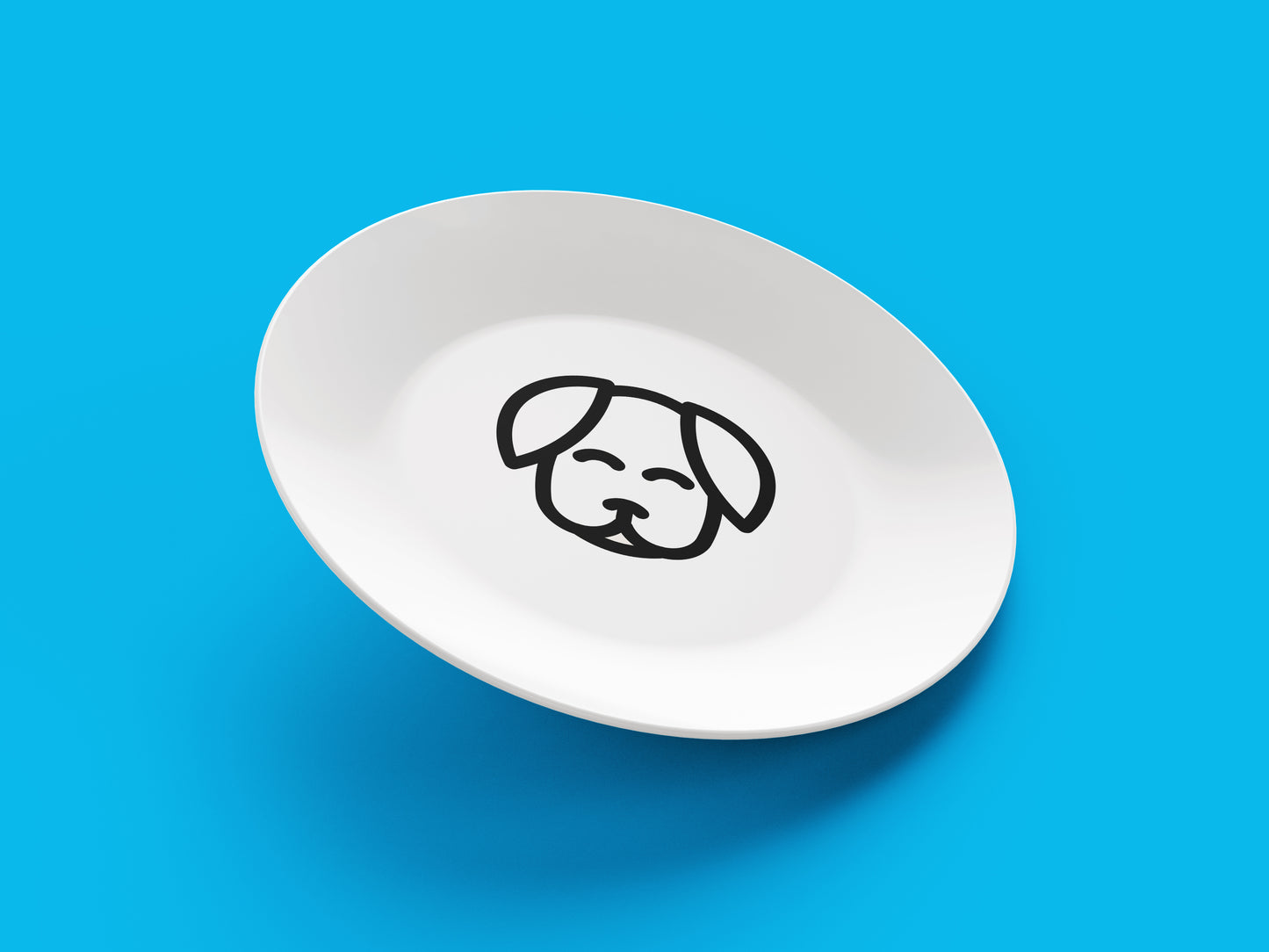 El Yapımı Köpek Yüzlü Yemek Tabağı, Porselen Sevimli Köpek Yemek Tabağı (1 adet)