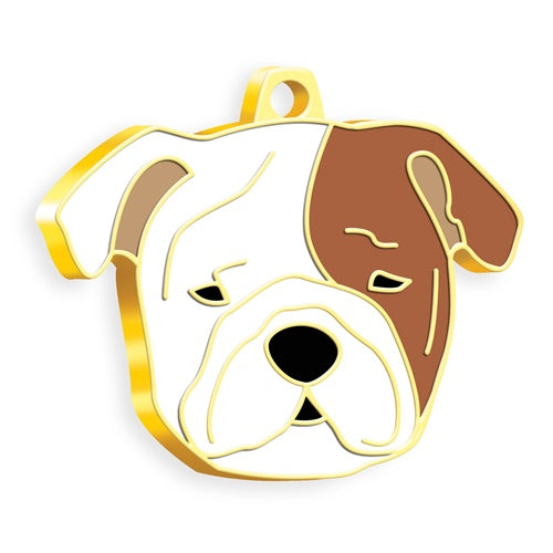 Altın Kaplama Bulldog Kahverengi Beyaz Köpek İsim Künyesi