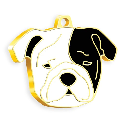 Altın Kaplama Bulldog Siyah Beyaz Köpek İsim Künyesi