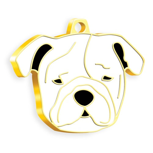 Altın Kaplama Bulldog Beyaz Köpek İsim Künyesi