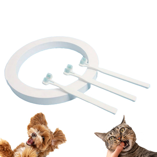 Ergonomik Çift Başlıklı Kedi Köpek Diş Fırçası