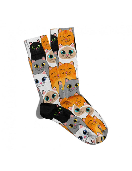 Renkli Kediler - TontikShop Pati Dostaları için Kedi - Köpek Desenli Eğlenceli Çoraplar Serisi