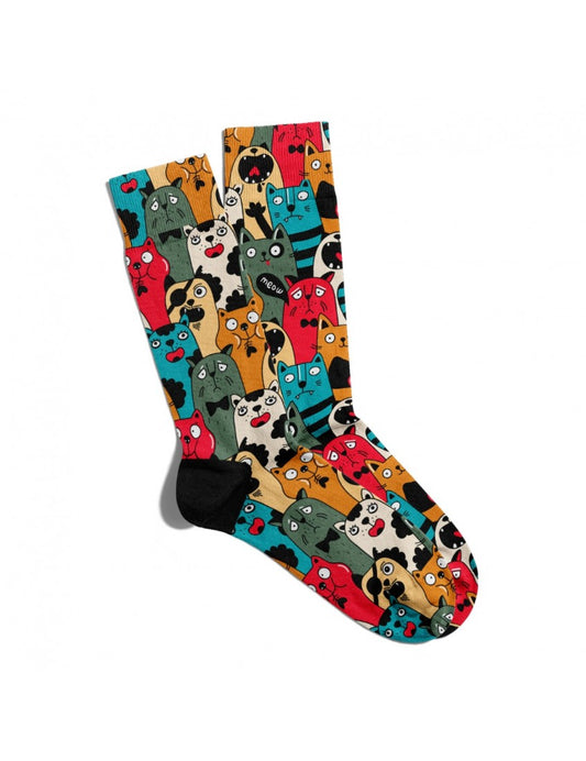 Bir Dolu Kedi - TontikShop Pati Dostaları için Kedi - Köpek Desenli Eğlenceli Çoraplar Serisi