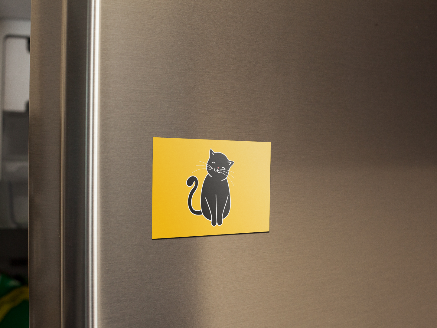 Siyah Şirin Kedi / Kedi ve Köpek Severler için Özel Tasarım Buzdolabı Magneti
