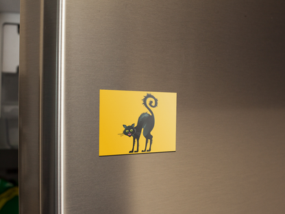 Siyah Deli Kedi / Kedi ve Köpek Severler için Özel Tasarım Buzdolabı Magneti