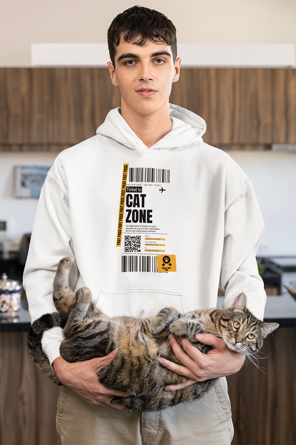 Kişiselleştirilebilir Kediler Diyarına Bilet T-Shirt - TontikShop Köpek ve Kedi Sahipleri için Kapüşonlu SweatShirt Serisi - Komik Kedi Köpek Kapüşonlu SweatShirt