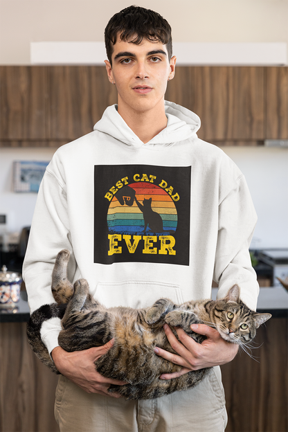 Best Cat Dad Ever - TontikShop Köpek ve Kedi Sahipleri için Kapüşonlu Sweatshirt Serisi - Komik Kedi Köpek Kapüşonlu Sweatshirt