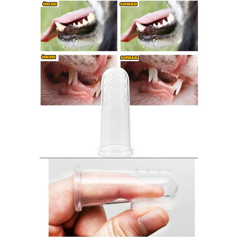Parmağa Takılabilen Kedi Köpek Diş Temizleme Fırçası