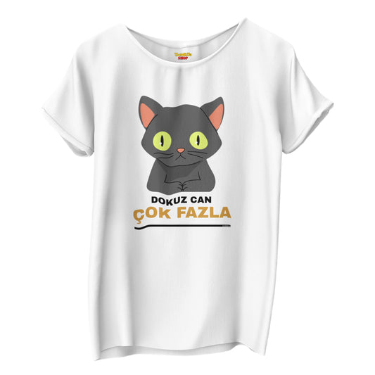 Dokuz Can Çok Fazla - TontikShop Köpek ve Kedi Sahipleri için Tişört Serisi - Komik Kedi Köpek Tişörtleri