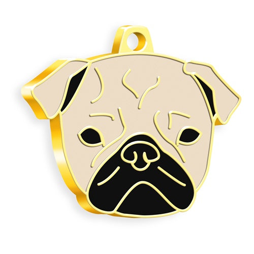 Altın Kaplama PUG Krem Rengi Köpek İsim Künyesi