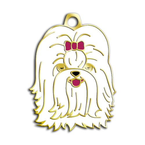 Altın Kaplama Shih-Tzu Beyaz Köpek İsim Künyesi