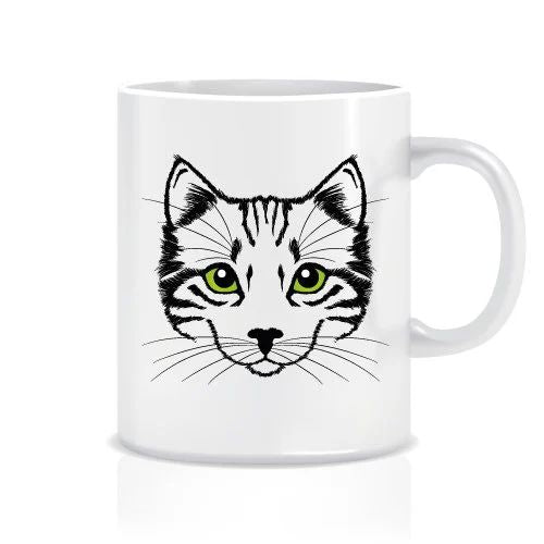 Yeşil Gözlü Kedi Kahve Çay Kupası